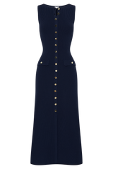 Sawyer Sleeveless Buttoned Maxi Dress - Navy