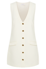Florentina Sleeveless Suiting Mini Dress - Ivory