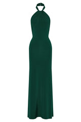 Elyna Slinky Halter Maxi Dress - Forest Green