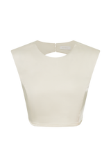 Viviana Satin Sleeveless Crop Top - Ivory