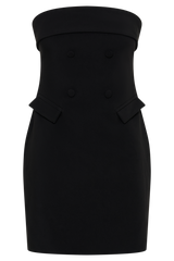 Abbie Strapless Suiting Mini Dress - Black