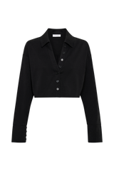 Julianna Cotton Button Up Shirt - Black