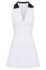 Estelle Sleeveless Collared Active Mini Dress - Black/White
