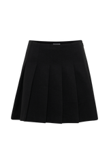 Julianna Cotton Pleated Mini Skirt - Black