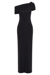 Cassandra Off Shoulder Slinky Maxi Dress - Black