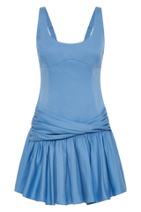 Alvara Cotton Puffy Mini Dress - Iris Blue
