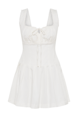 Donna Cotton Ruched Mini Dress - White