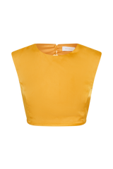Viviana Satin Sleeveless Crop Top - Tangerine
