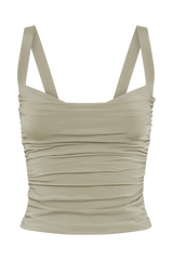 Hailey Slinky Long Line Sweetheart Top - Sage