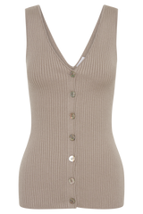 Calypso Knit Longline Vest - Tawny Grey
