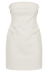 Abbie Strapless Suiting Mini Dress - Ivory