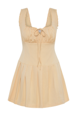 Donna Cotton Ruched Mini Dress - Peach