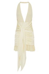Ambrosi Satin Chiffon Mini Dress - Lemon Sherbet