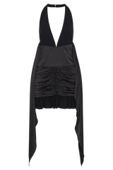 Ambrosi Satin Chiffon Mini Dress - Black
