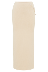 Maisie Buttoned Knit Maxi Skirt - Cream