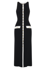 Sawyer Sleeveless Buttoned Maxi Dress - Black/White