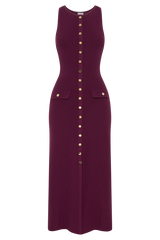 Sawyer Sleeveless Buttoned Maxi Dress - Plum