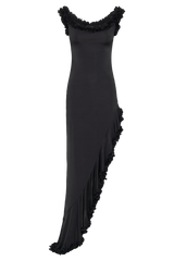 Arielle Off Shoulder Ruffle Midi Dress - Black