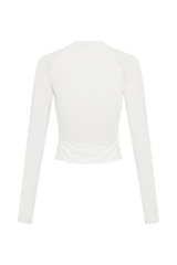 Billie Slinky Ruched Long Sleeve Top - White