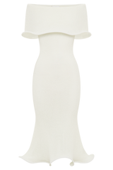 Molly Off Shoulder Knit Midi Dress - Ivory