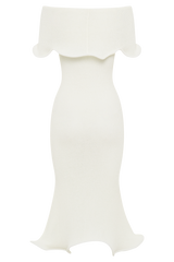 Molly Off Shoulder Knit Midi Dress - Ivory