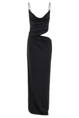 Jemma Draped Slinky Maxi Dress - Black