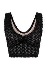 Morgan Mesh And Lace Sleeveless Top - Black