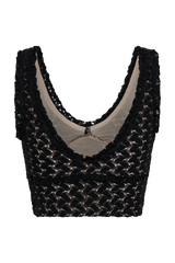 Morgan Mesh And Lace Sleeveless Top - Black