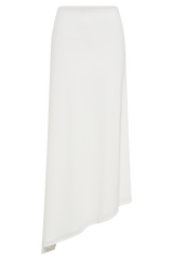 Bea Asymmetrical Slinky Maxi Skirt - White