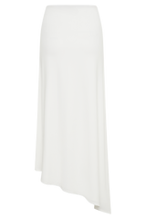 Bea Asymmetrical Slinky Maxi Skirt - White
