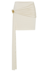 Maggie Slinky Mini Skirt With Shell Hardware - Ivory