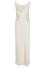 Kristina Satin Maxi Dress With Crochet - Ivory