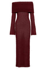Marisol Off Shoulder Boucle Maxi Dress - Plum