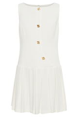Mackenzie Sleeveless Pleated Mini Dress - Ivory