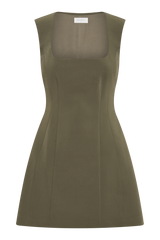 Lysandre Crepe Mini Dress - Military Olive