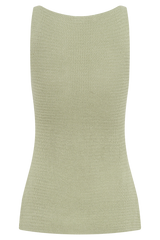 Ridley Knit Tank Top With Split - Pastel Green