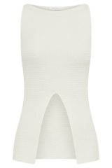 Ridley Knit Tank Top With Split - Ivory