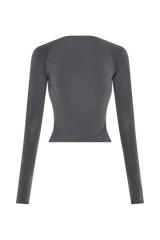 Billie Slinky Ruched Long Sleeve Top - Charcoal