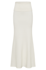 Karlie Knit Maxi Skirt With Ribbed Waist - Ivory