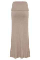 Karlie Knit Maxi Skirt With Ribbed Waist - Taupe Marle