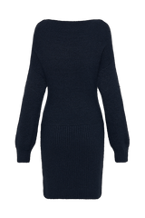 Rafferty Boat Neck Knit Mini Dress - Navy