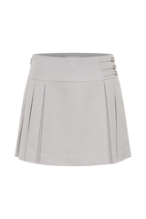Angie Pleated Buckle Mini Skirt - Grey