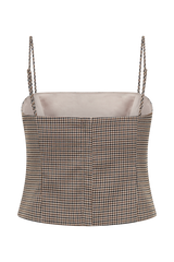 Aberley Crop Top - Tan Check