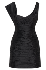 Farrah Structured Draped Mini Dress - Black