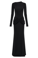Halcyon Long Sleeve Slinky Maxi Dress - Black