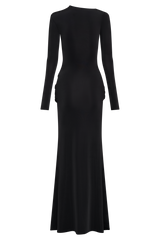 Halcyon Long Sleeve Slinky Maxi Dress - Black