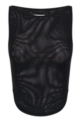 Marla Boat Neck Sheer Mesh Top - Black