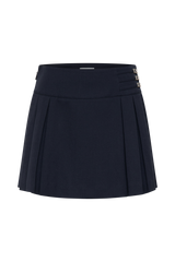 Angie Pleated Buckle Mini Skirt - Dark Navy