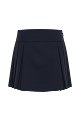 Angie Pleated Buckle Mini Skirt - Dark Navy