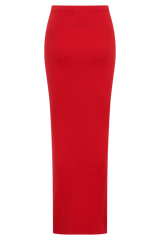 Mathilde Ribbed Knit Maxi Skirt - Ruby